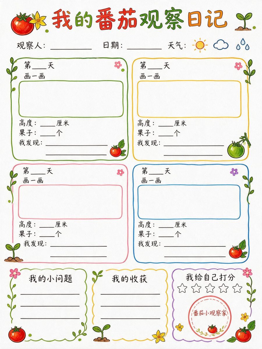 番茄观察记录表样例